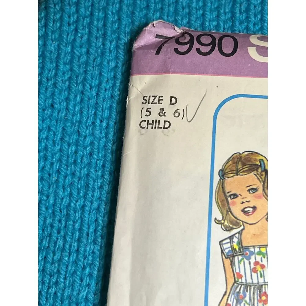 Simplicity 7990 pattern childs overall jumper dress size 5 6